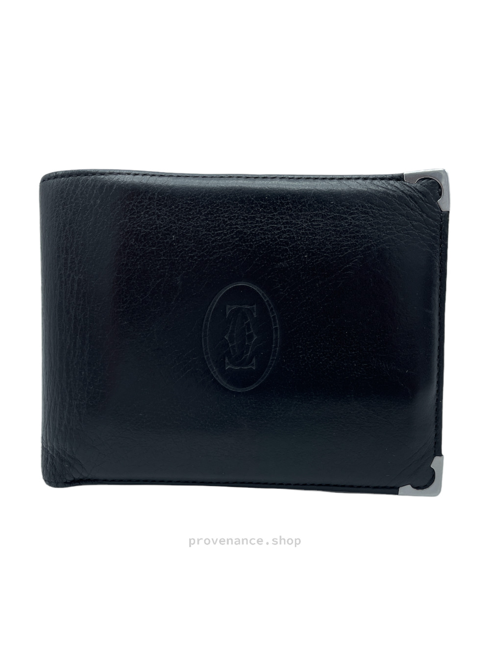 🔴 Cartier Bifold Wallet - Black & Burgundy Calfskin